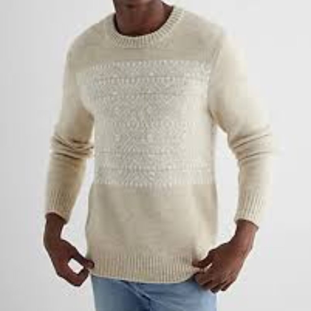 NWT‎ Express Fuzzy Fair Isle Crew Neck Sweater XS